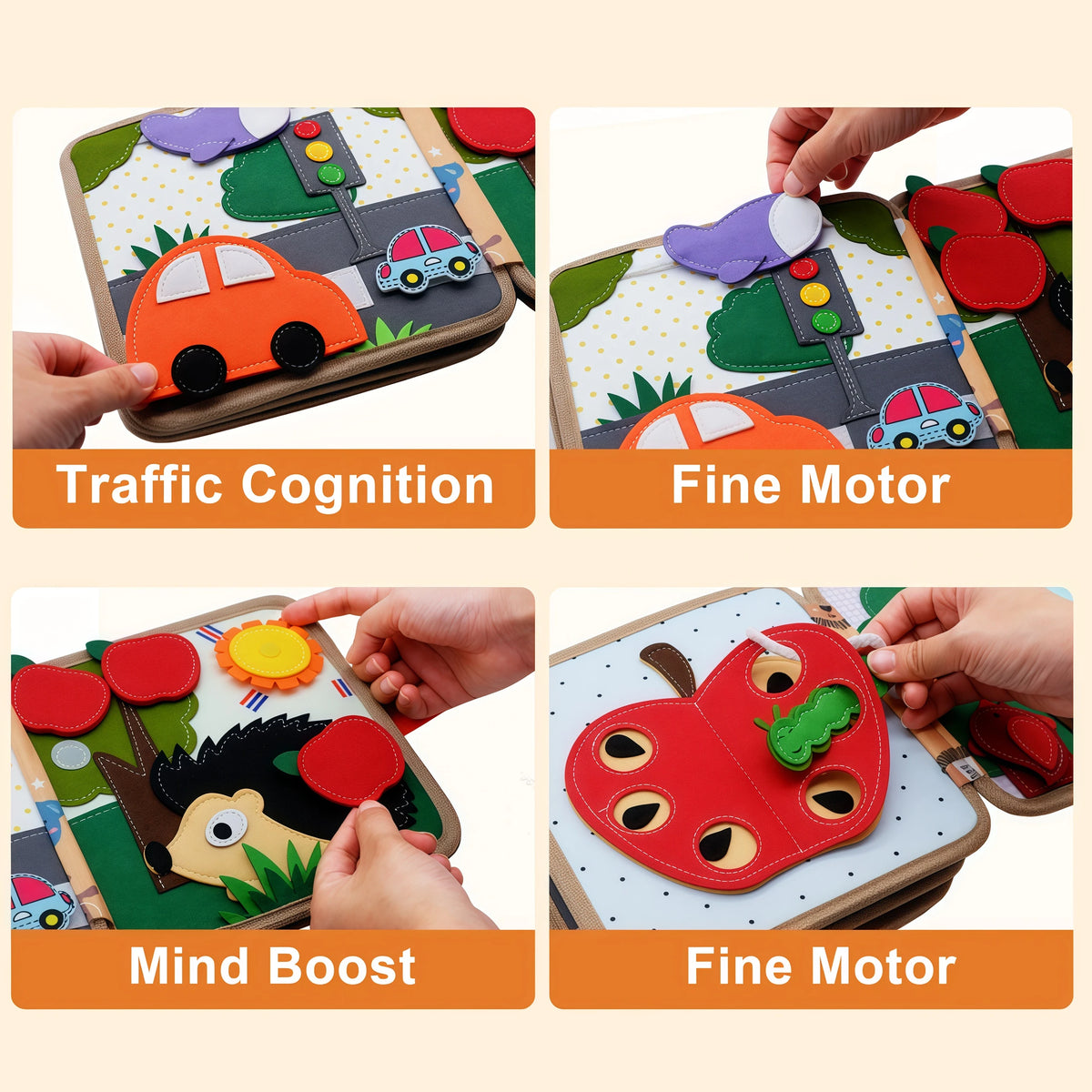 Montessori Toys Busy Book for Kids Color Shape Animal Cognition Early Education Toys Puppy Quiet Book Fine Motor Toys