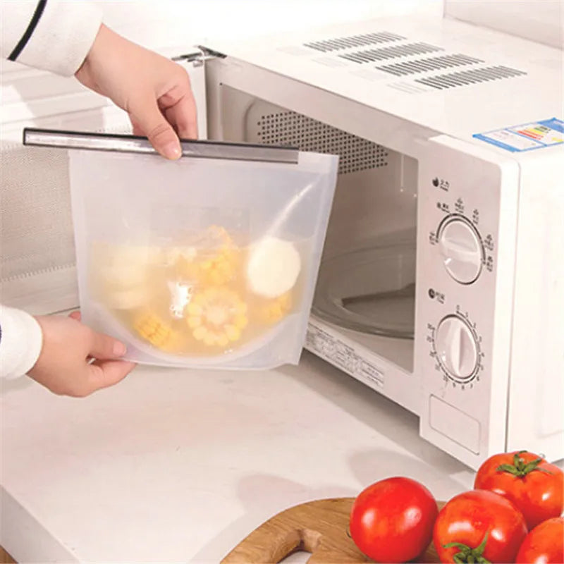 Silicone Bags Reusable Silicone Food Bag Airtight Seal Food Preservation Bag Food Grade for Vegetable, Liquid, Snack, Meat