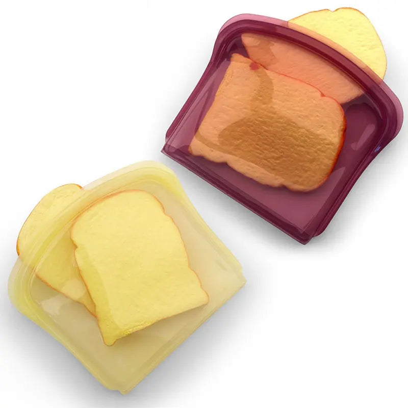 800ML Reusable Silicone Food Storage Bag Portable Leakproof Sandwich Snack Pouch Washable Food Container Picnic Kitchen Storage