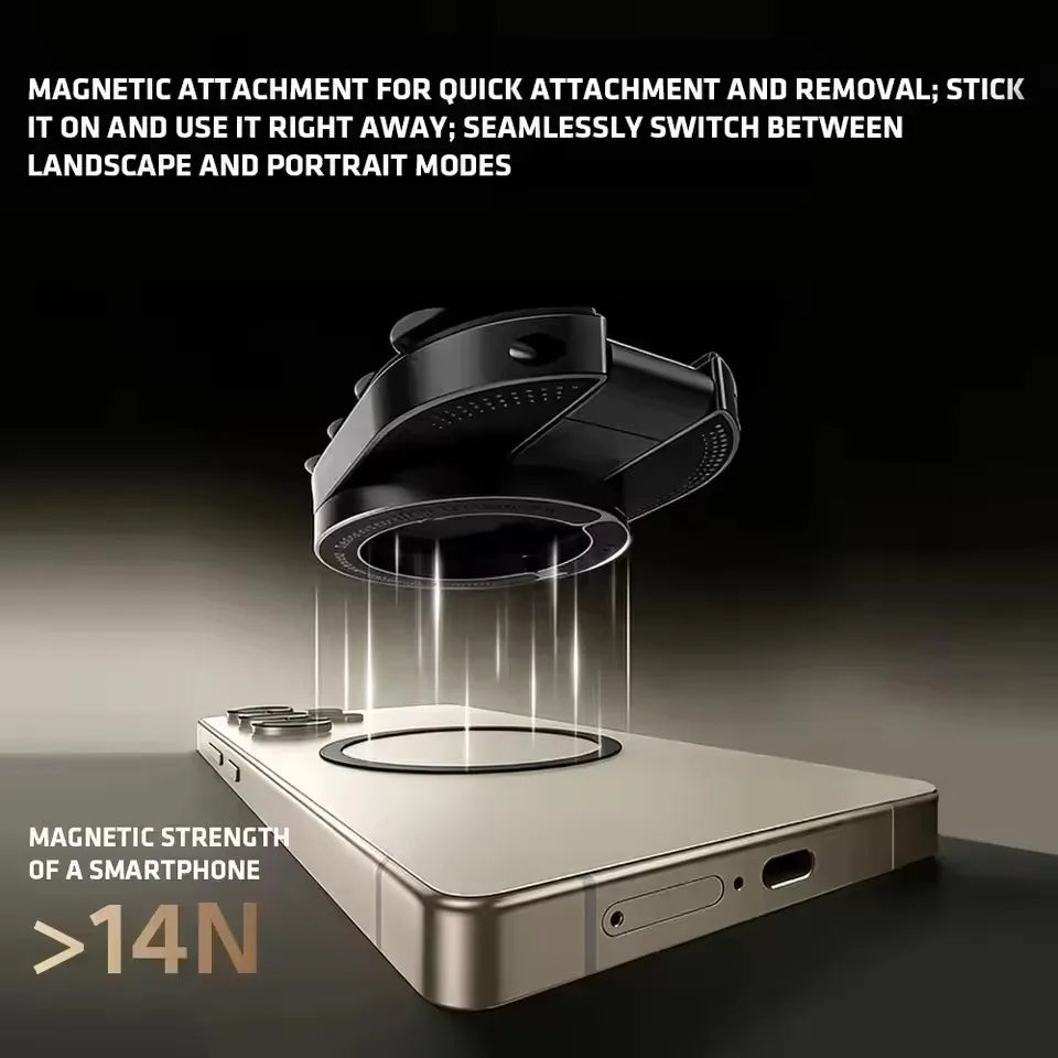 Magnetic Suction Cup Phone Stand Mount Foldable Universal 360° Rotation Desktop Phone Suction for Smartphone Glass Window Mirror
