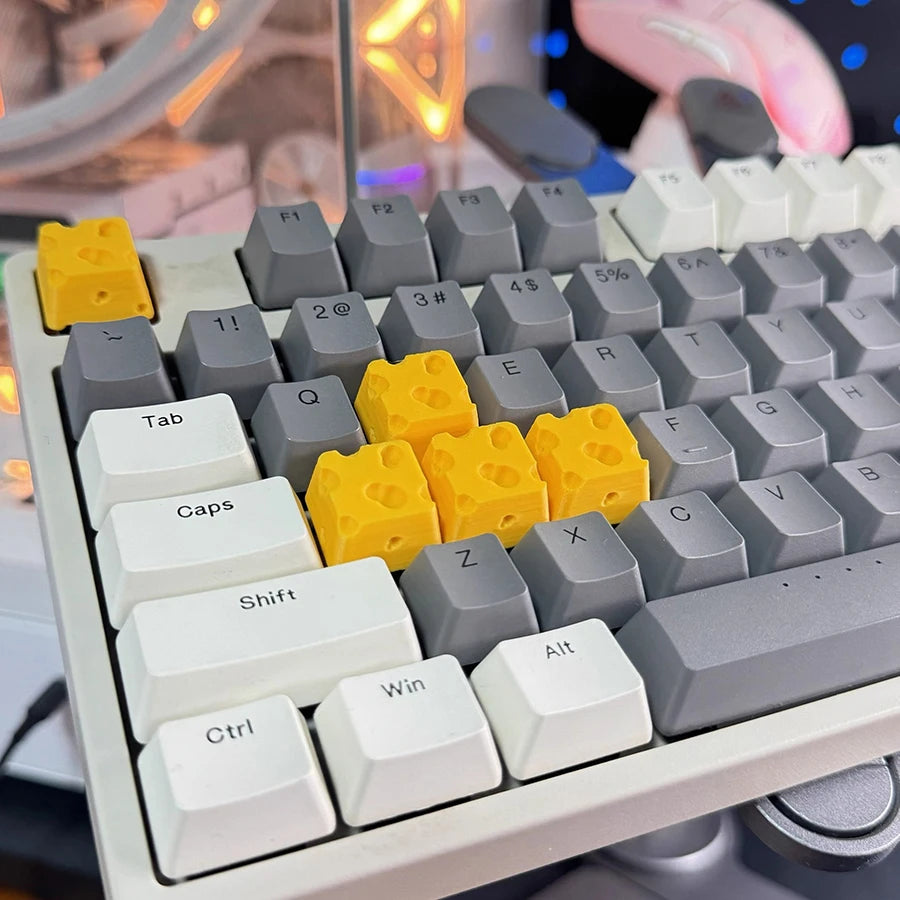 New Cartoon Food Cross Axis Key Caps Cute Cheese Keycap For Mechanical Keyboard
