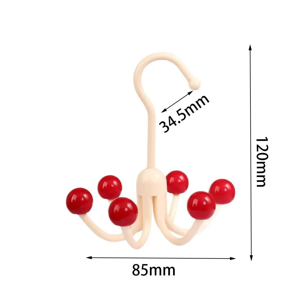 Multifunctional Home Clothes Hanger Portable Dopamine 360°Rotating Hook With 6 Balls Space Saving Scarf Tie Display Rack