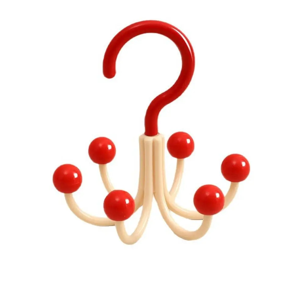 Multifunctional Home Clothes Hanger Portable Dopamine 360°Rotating Hook With 6 Balls Space Saving Scarf Tie Display Rack