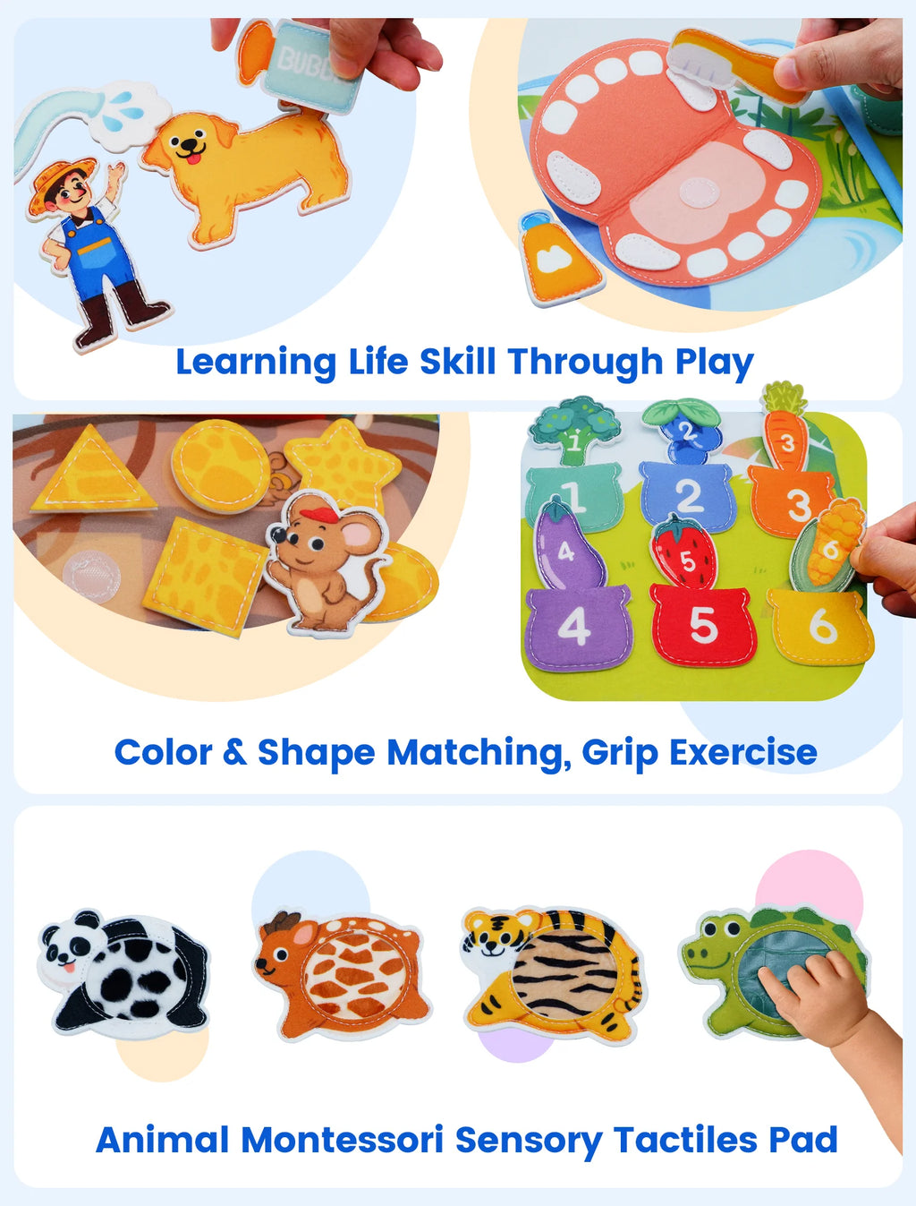 Montessori Toys Busy Book for Kids Color Shape Animal Cognition Early Education Toys Puppy Quiet Book Fine Motor Toys