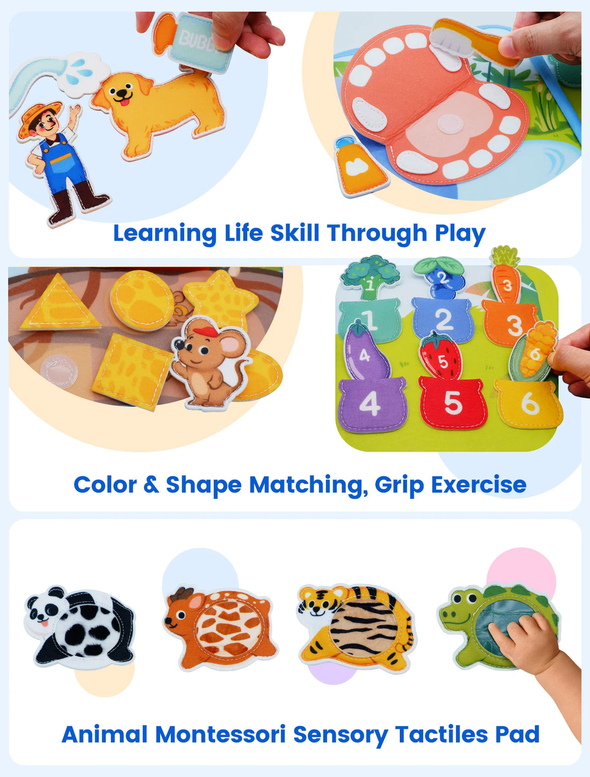Montessori Toys Busy Book for Kids Color Shape Animal Cognition Early Education Toys Puppy Quiet Book Fine Motor Toys