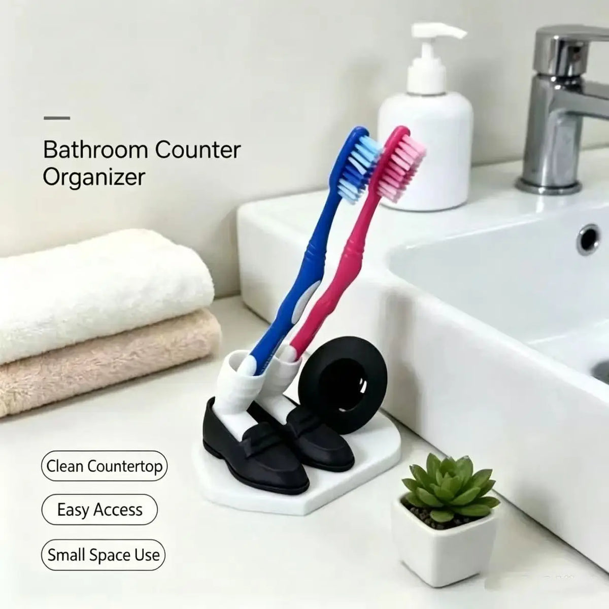 Creative MJ Moonwalk Toothbrush Holder, Funny Dancing Shoe Toothpaste Storage Rack, Unique Bathroom Counter Organizer, Novelty G