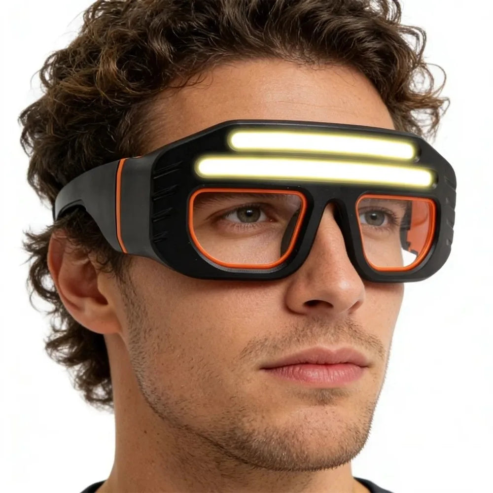 Motion Sensor LED Glasses Headlight Wide Beam Waterproof Wearable LED Headlight Dual Beam Touch Control Headlight Glasses