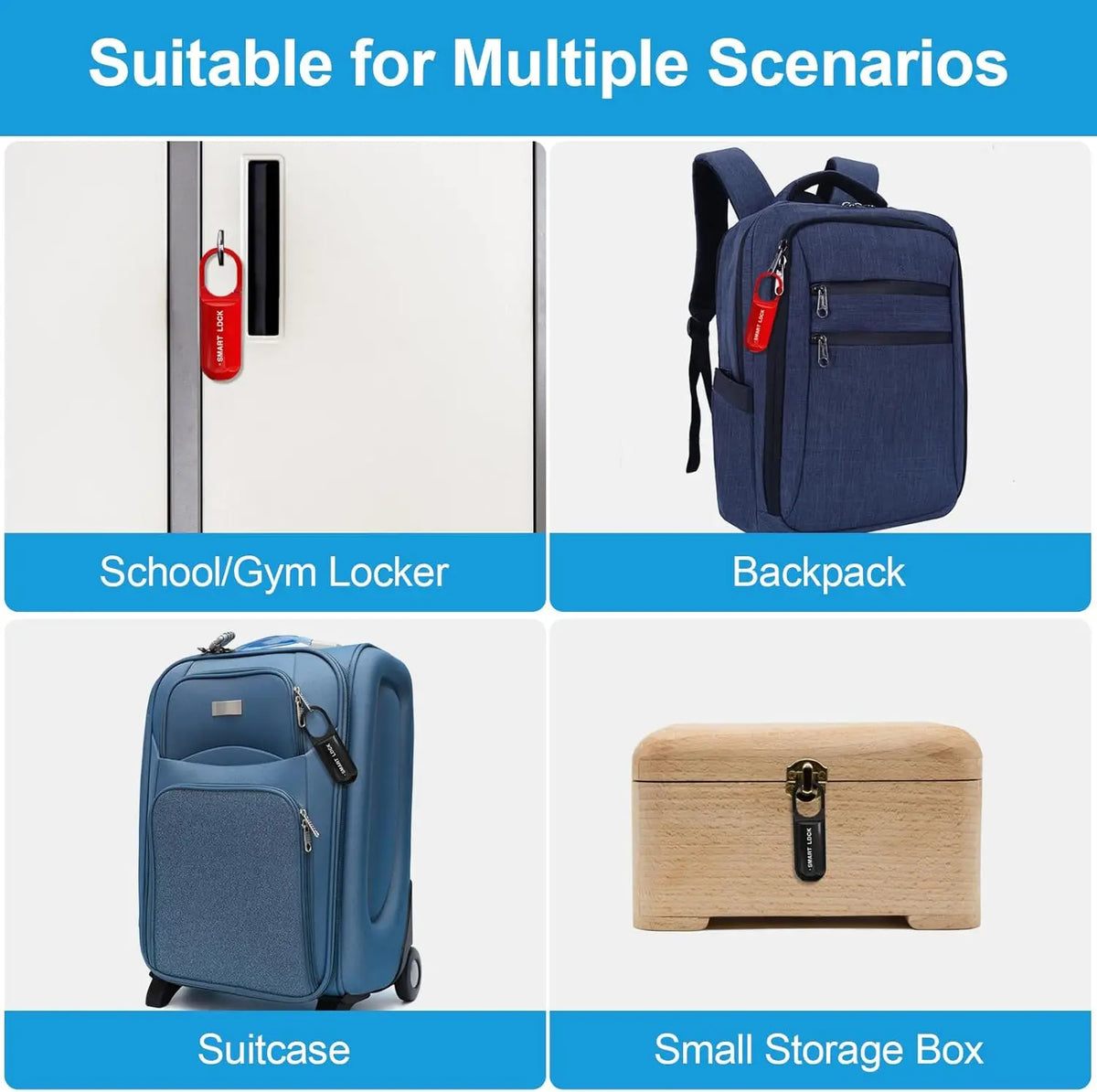 Mini Smart Fingerprint Lock Biometric Keyless Thumbprint Padlock School Gym Locker Small Rechargeable Electronic Locks