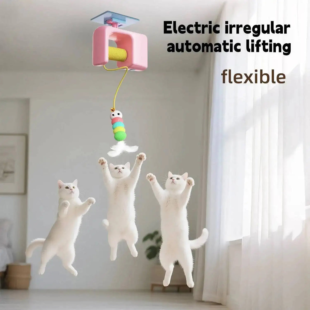 New Type Of Electric Cat Toy with 2 Ropes Smart Hanging Door Auto Swing Feather Toy A Self-entertainment And Cat-teasing Wonder