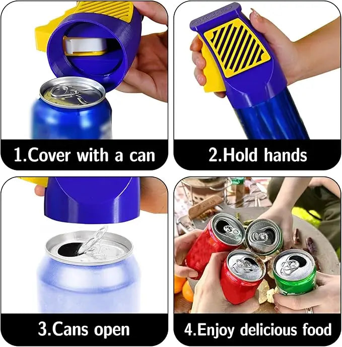3D Printed One-Handed Can Opener, Ergonomic Nail-Safe Soda Beer Opener, Easy-Use Portable Beverage Can Opener for Home Outdoor
