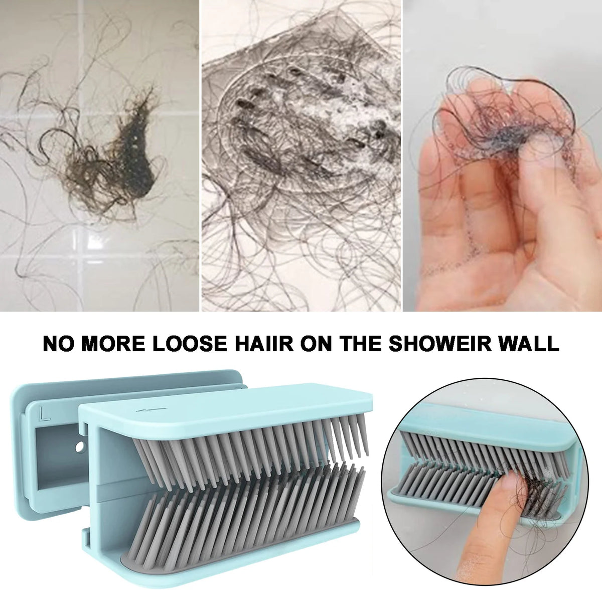 Shower Hair Catcher Wall Silicone Hair Stopper For Shower Hair Collector For Bathroom Bathtub Bedroom Kitchen Reusable And Handy