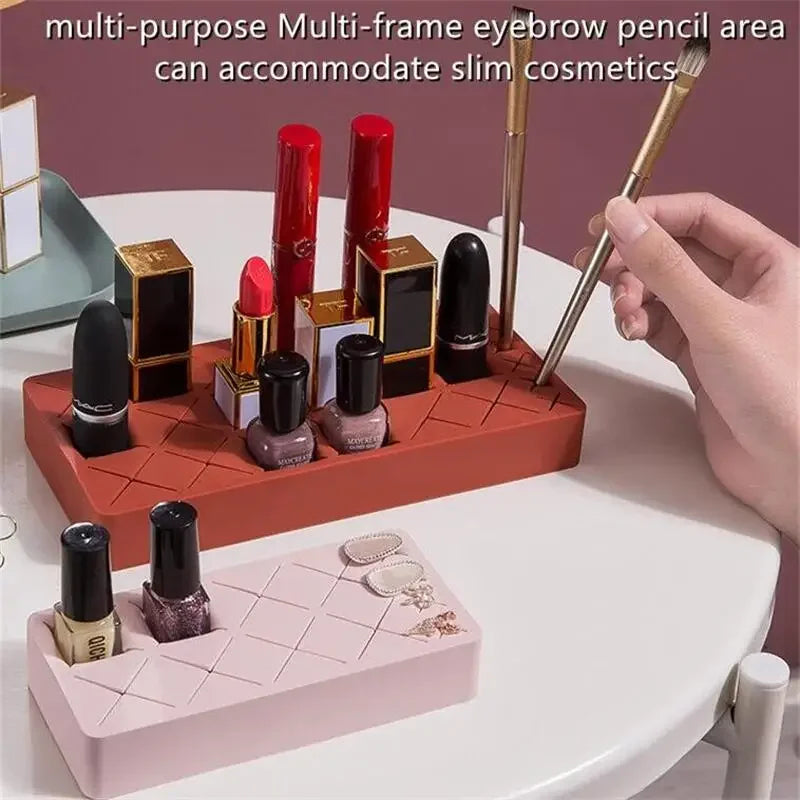 New Style Desktop Organizer Silicone Lipstick Storage Rack Cosmetic Makeup Box Eyebrow Pencil Display Brush Lipstick