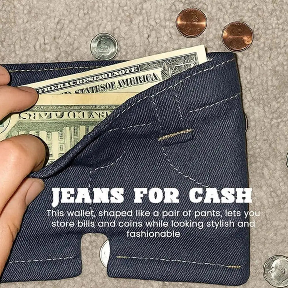 Mini Great Jeans Wallet Vintage Style Women's Men ID Credit Card Holder Case Model Coin Purse Multi-functional Jeans Wallet Gift