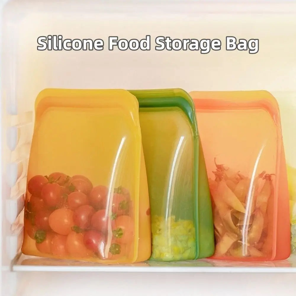 New Silicone Food Storage Bag 1600ml BPA Free Fridge Freshness Bag Stand Up Leak Proof Meal Prep Bag Travel Use