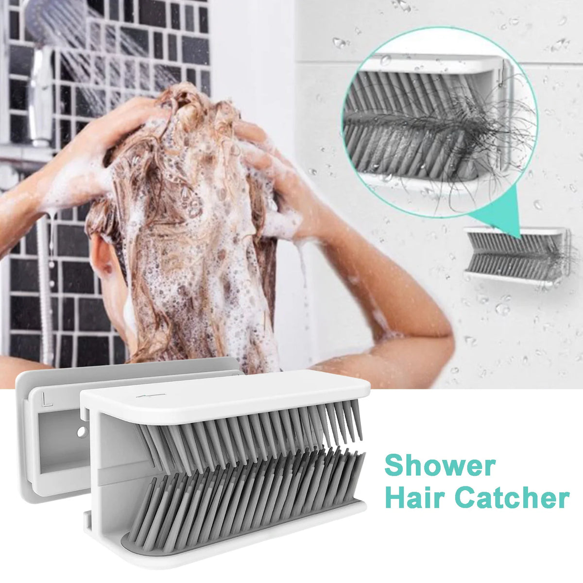 Shower Hair Catcher Wall Silicone Hair Stopper For Shower Hair Collector For Bathroom Bathtub Bedroom Kitchen Reusable And Handy