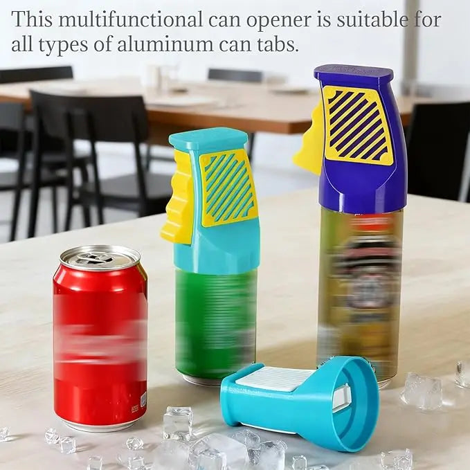 3D Printed One-Handed Can Opener, Ergonomic Nail-Safe Soda Beer Opener, Easy-Use Portable Beverage Can Opener for Home Outdoor