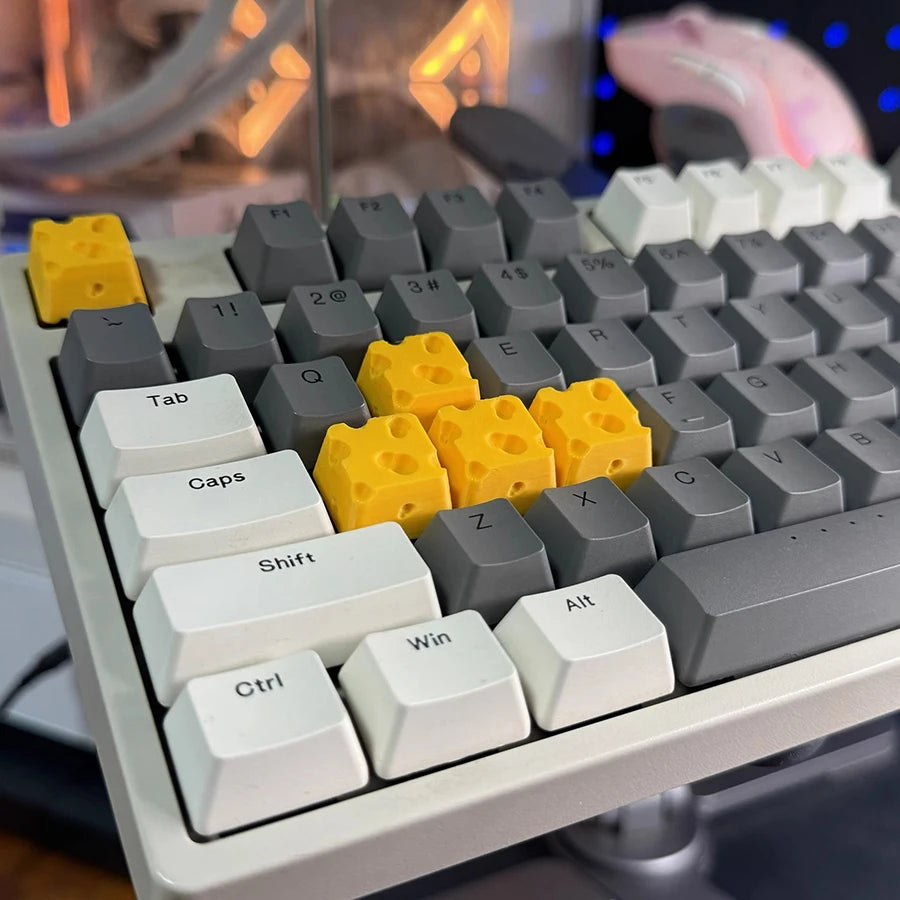 New Cartoon Food Cross Axis Key Caps Cute Cheese Keycap For Mechanical Keyboard