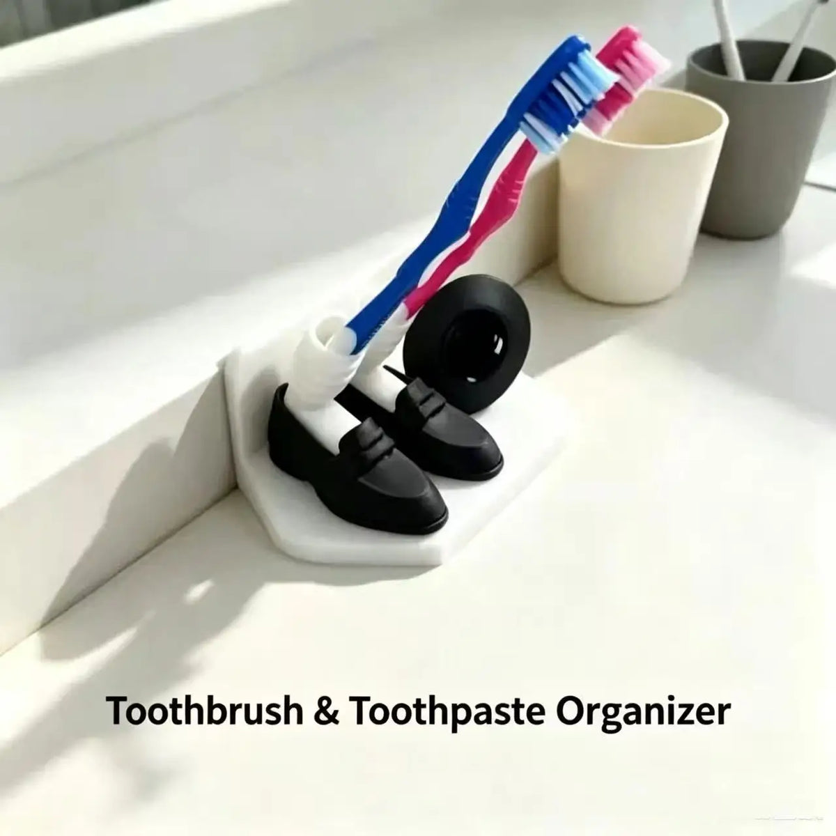 Creative MJ Moonwalk Toothbrush Holder, Funny Dancing Shoe Toothpaste Storage Rack, Unique Bathroom Counter Organizer, Novelty G