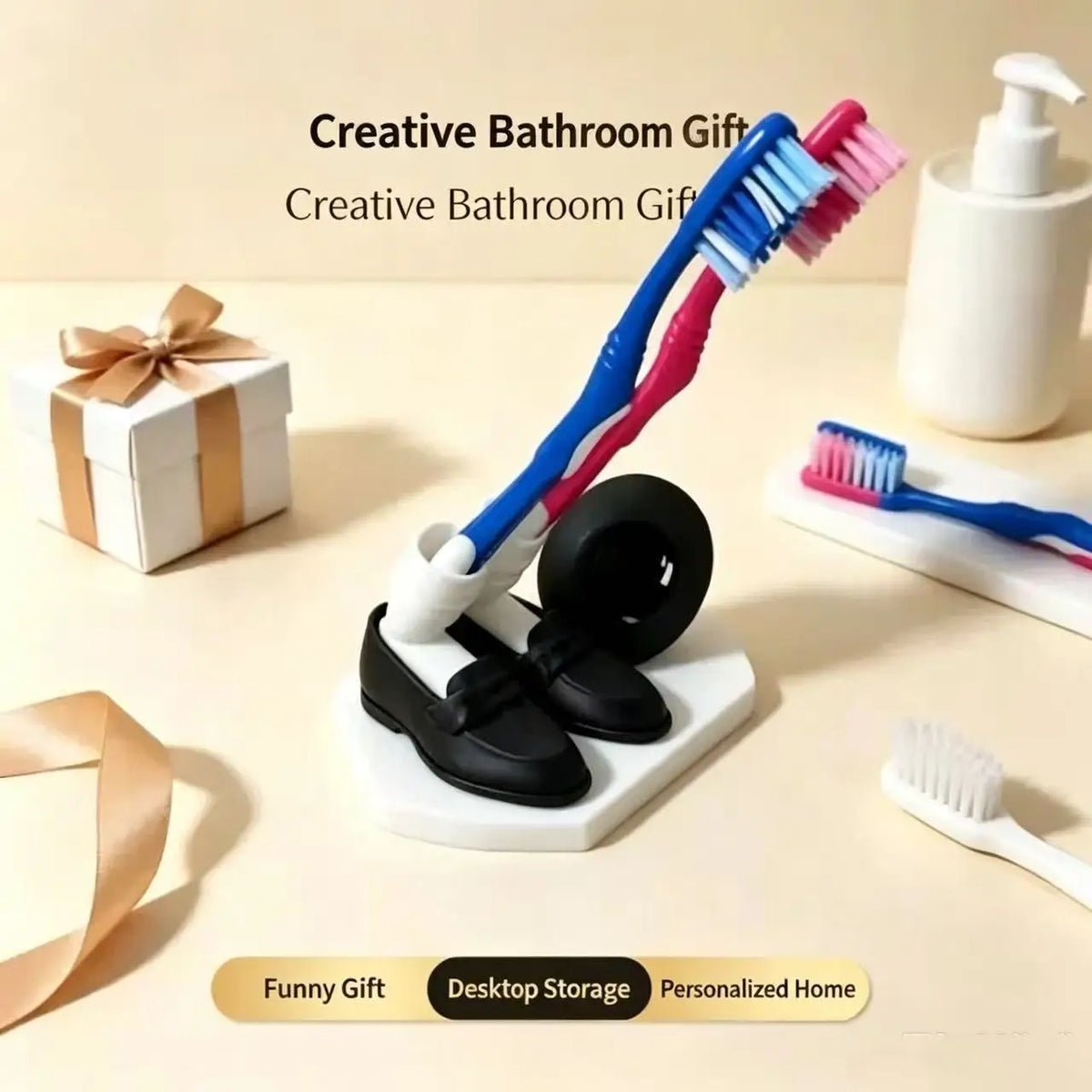 Creative MJ Moonwalk Toothbrush Holder, Funny Dancing Shoe Toothpaste Storage Rack, Unique Bathroom Counter Organizer, Novelty G