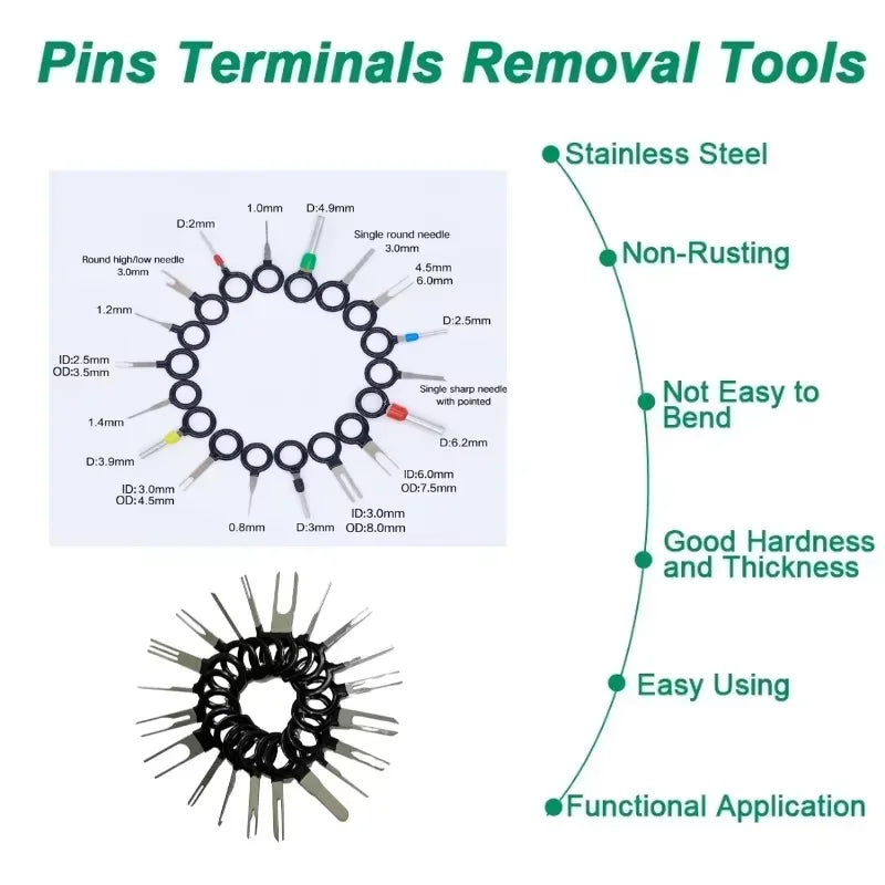 59pcs Car Terminal Removal Kit Universal Wire Plug Connector Extractor Puller Pin Remover Set Automotive Repairing Tool
