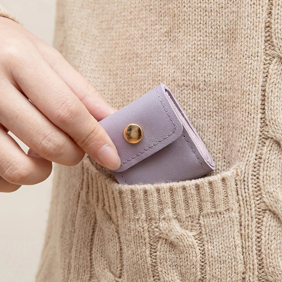 Portable PU Jewelry Storage Bag Mini Snap Button Jewellery Pouch for Earrings Rings Necklaces Travel