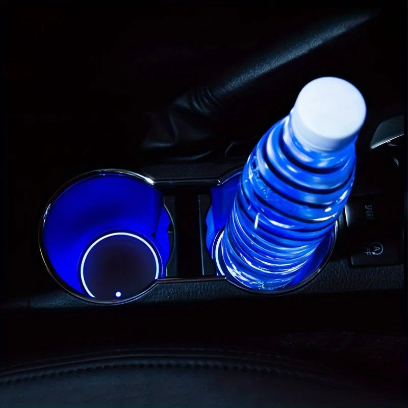 1PCS Car Luminous Coasters LED Cup Holder Lights 7 Color-Changing Light Up Cup Holder Insert Coasters Car Decor Accessories