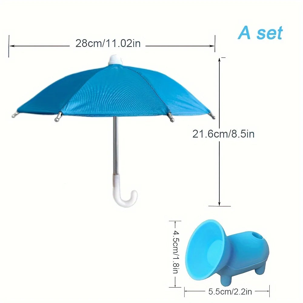 Mini Umbrella for Smart Phone with Suction Cup Holder, Outdoor Anti-Glare Sunshade Cover, Anti-Reflective Screen Protector