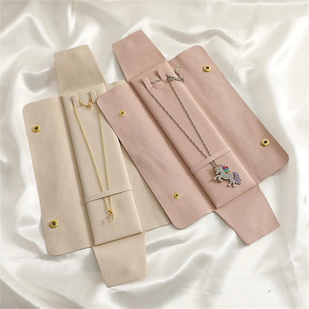 New Microfiber Necklace Storage Bag Bracelet Pouch Portable Jewelry Organizer Bags Women Multi-Functional Snap Pouch