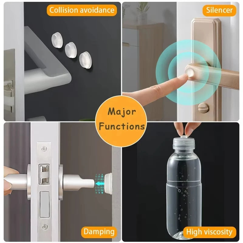 Poignées de porte d'intérieur et poignées de porte de placard, rondes, auto-adhésives en PU, sans perçage, lot de 6, nouveau style.