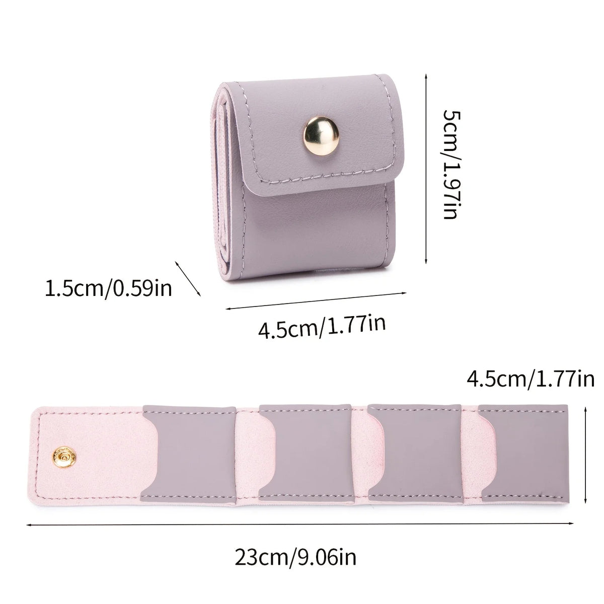 Portable PU Jewelry Storage Bag Mini Snap Button Jewellery Pouch for Earrings Rings Necklaces Travel