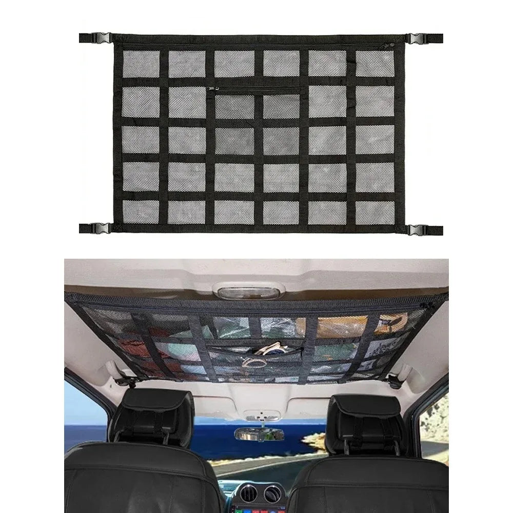 Car Camping Essentials Ceiling Cargo Net Car Ceiling Cargo Net Pocket Cargo Net For SUV Load Bearing Car Truck SUV Road Trip