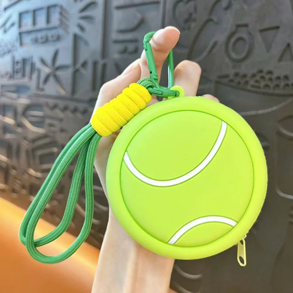 Creative Sports Style Silicone Coin Purse Wallet Basketball Football Shaped Storage Bag Headphone Box Schoolbag Pendant Keychain