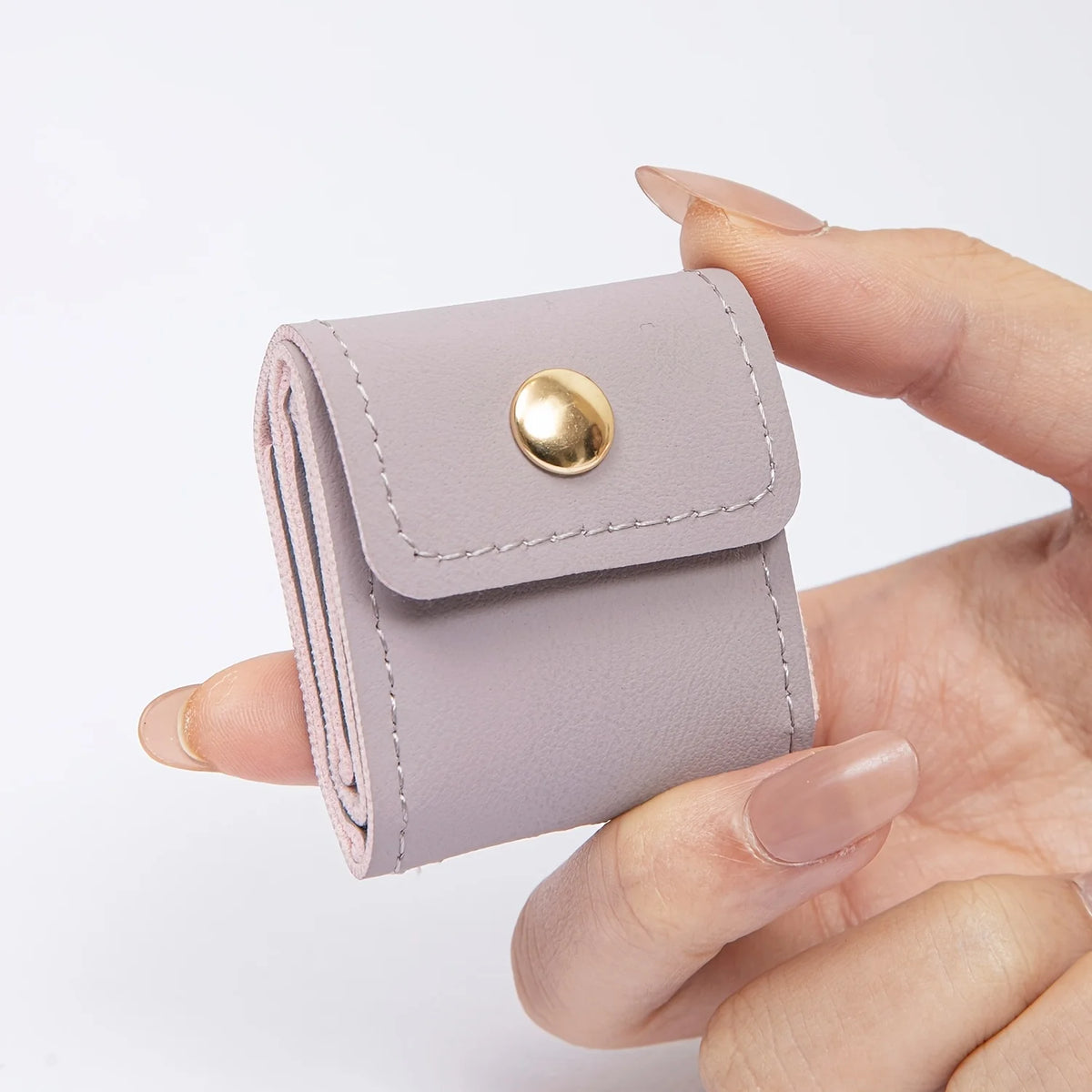Portable PU Jewelry Storage Bag Mini Snap Button Jewellery Pouch for Earrings Rings Necklaces Travel