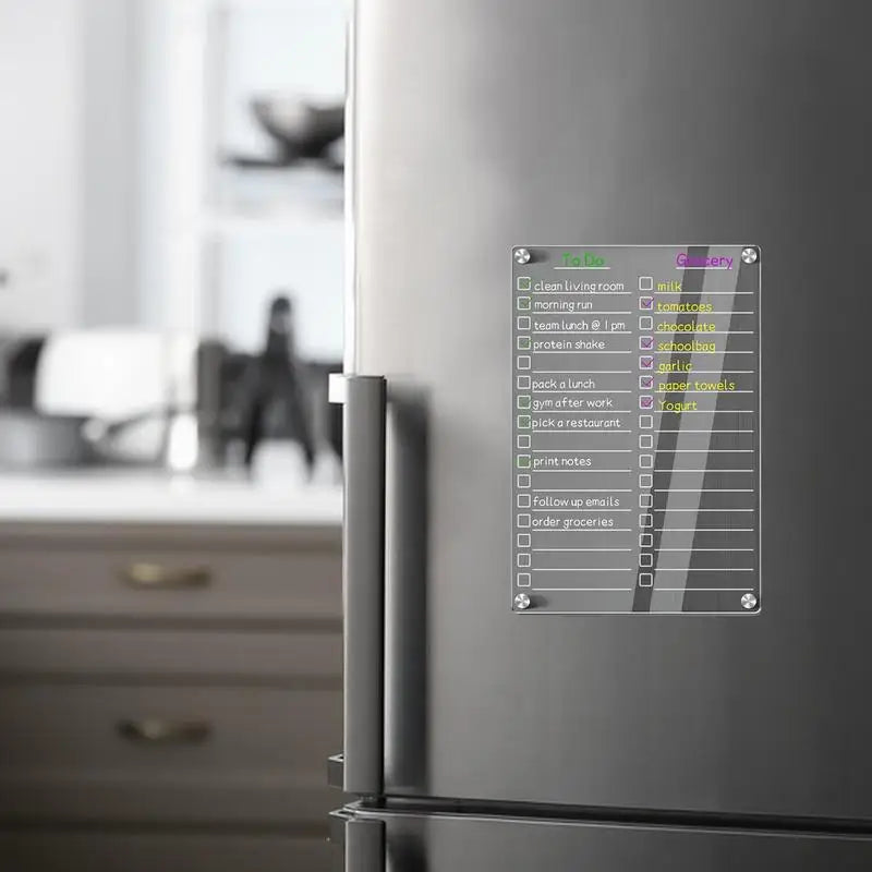 Acrylic Magnetic Dry Erase Board Fridge Clear Planner Board for Refrigerator Marker Board with Marker for Grocery Shopping List