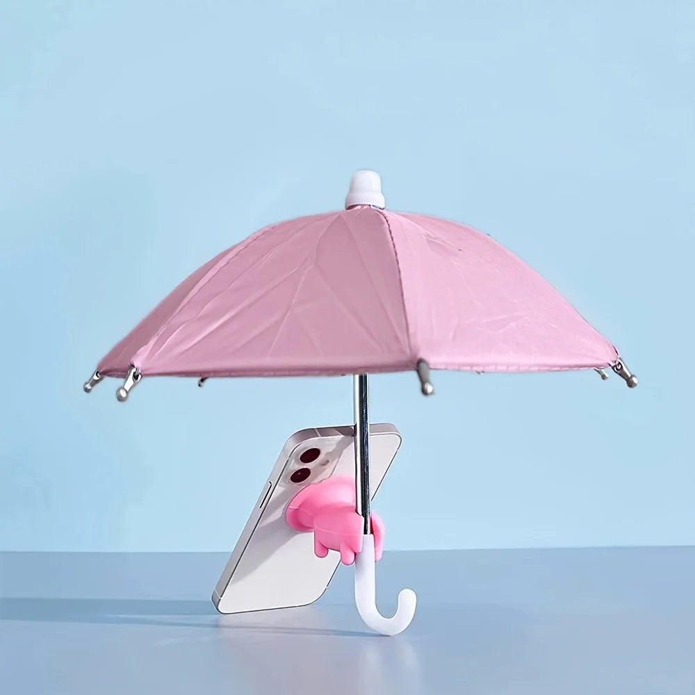 Mini Umbrella for Smart Phone with Suction Cup Holder, Outdoor Anti-Glare Sunshade Cover, Anti-Reflective Screen Protector